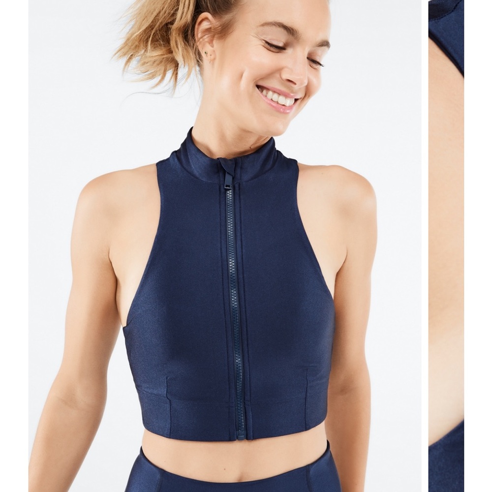 Fabletics Leilani Zip-Front Built-In Bra Tank, Large, New with Tags